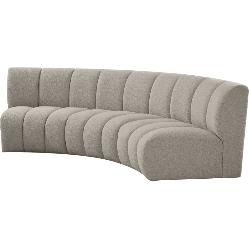 Maklaine Contemporary Brown Boucle Fabric 3pc. Modular Sectional