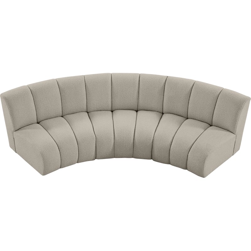 Maklaine Contemporary Brown Boucle Fabric 3pc. Modular Sectional