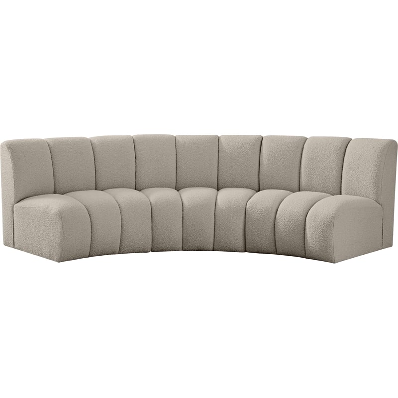 Maklaine Contemporary Brown Boucle Fabric 3pc. Modular Sectional