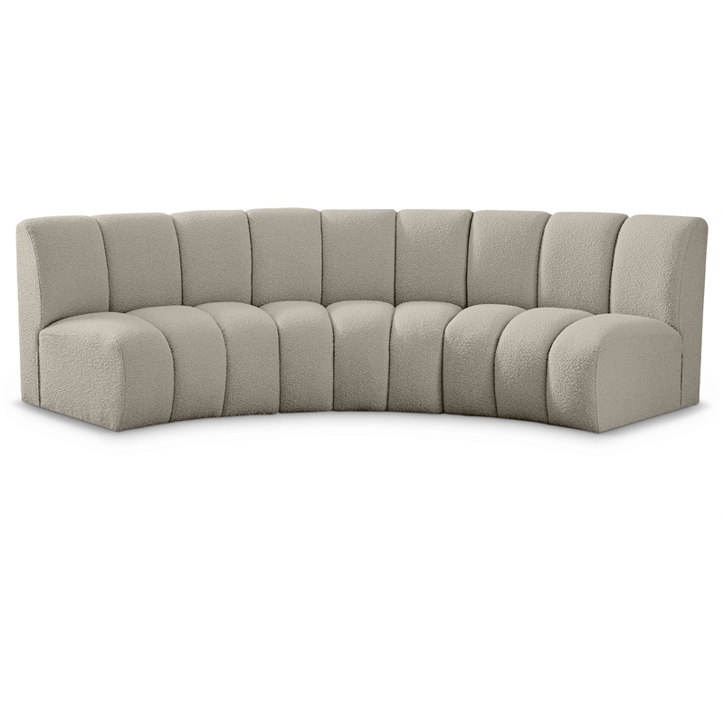 Maklaine Contemporary Brown Boucle Fabric 3pc. Modular Sectional