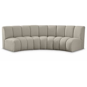 Maklaine Contemporary Brown Boucle Fabric 3pc. Modular Sectional