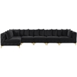 Maklaine Modern / Contemporary Black Velvet Modular Sectional