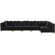 Maklaine Modern / Contemporary Black Velvet Modular Sectional