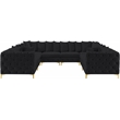 Maklaine Modern / Contemporary Black Velvet Modular Sectional