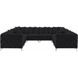 Maklaine Modern / Contemporary Black Velvet Modular Sectional