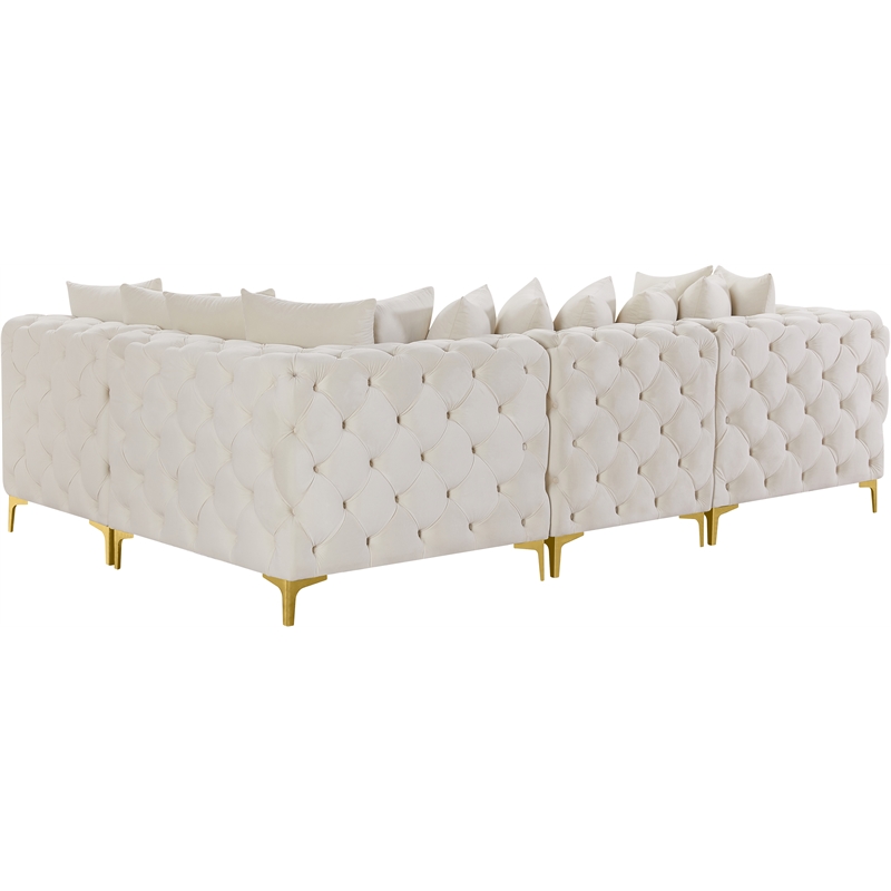 Maklaine Modern / Contemporary Cream Velvet Modular Sectional