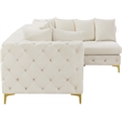 Maklaine Modern / Contemporary Cream Velvet Modular Sectional