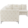 Maklaine Modern / Contemporary Cream Velvet Modular Sectional