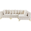Maklaine Modern / Contemporary Cream Velvet Modular Sectional