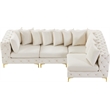 Maklaine Modern / Contemporary Cream Velvet Modular Sectional