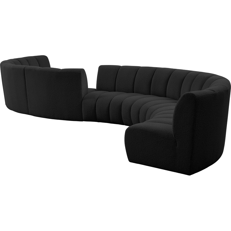 Maklaine Contemporary Black Boucle Fabric 8pc. Modular Sectional