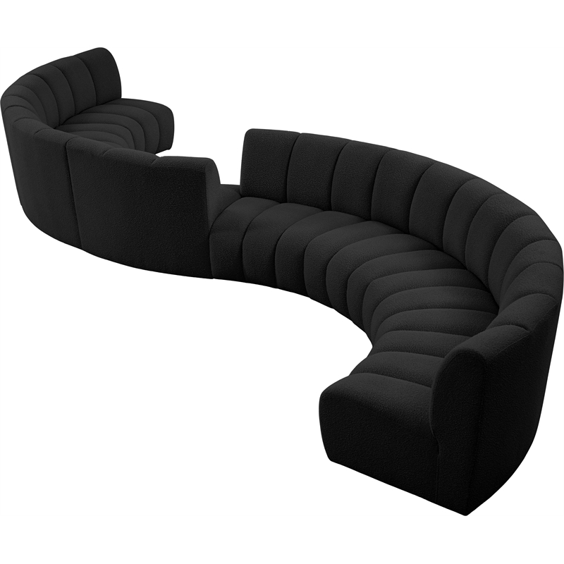 Maklaine Contemporary Black Boucle Fabric 8pc. Modular Sectional