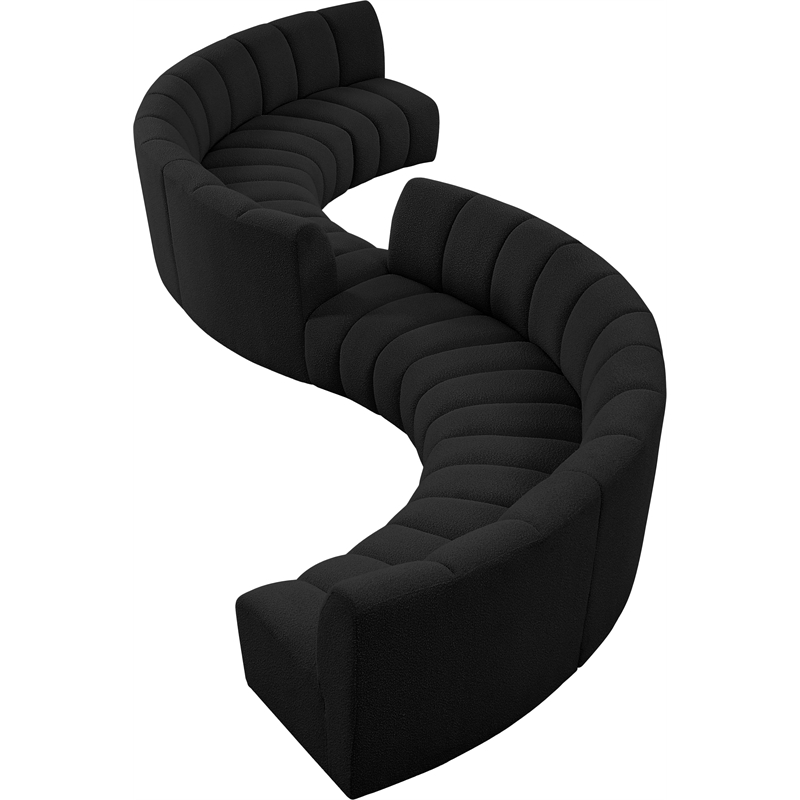 Maklaine Contemporary Black Boucle Fabric 8pc. Modular Sectional