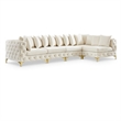 Maklaine Modern / Contemporary Cream Velvet Modular Sectional