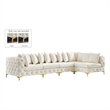 Maklaine Modern / Contemporary Cream Velvet Modular Sectional