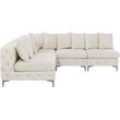 Maklaine Modern / Contemporary Cream Velvet Modular Sectional