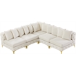 Maklaine Modern / Contemporary Cream Velvet Modular Sectional