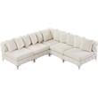 Maklaine Modern / Contemporary Cream Velvet Modular Sectional