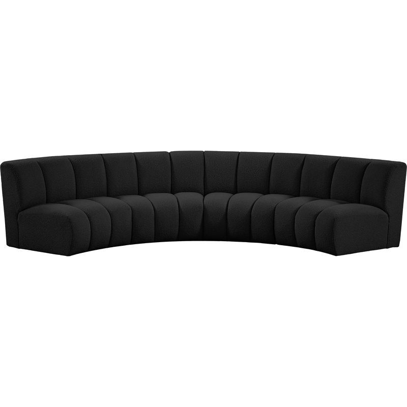 Maklaine Contemporary Black Boucle Fabric 4pc. Modular Sectional