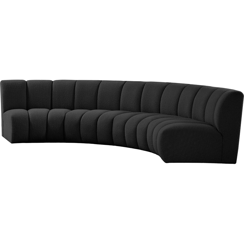 Maklaine Contemporary Black Boucle Fabric 4pc. Modular Sectional