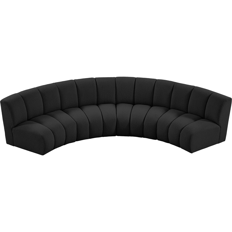 Maklaine Contemporary Black Boucle Fabric 4pc. Modular Sectional