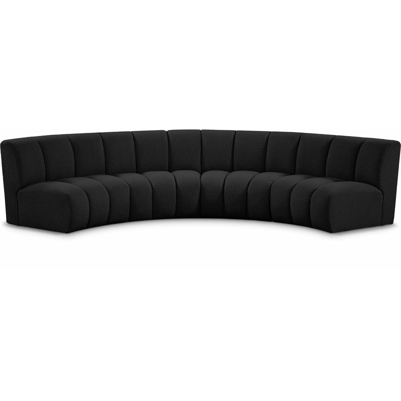 Maklaine Contemporary Black Boucle Fabric 4pc. Modular Sectional