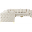 Maklaine Modern / Contemporary Cream Velvet Modular Sectional