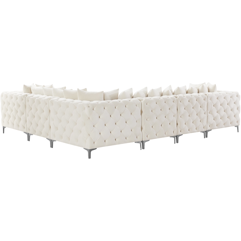 Maklaine Modern / Contemporary Cream Velvet Modular Sectional