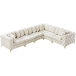 Maklaine Modern / Contemporary Cream Velvet Modular Sectional