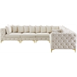 Maklaine Modern / Contemporary Cream Velvet Modular Sectional
