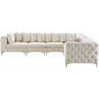 Maklaine Modern / Contemporary Cream Velvet Modular Sectional
