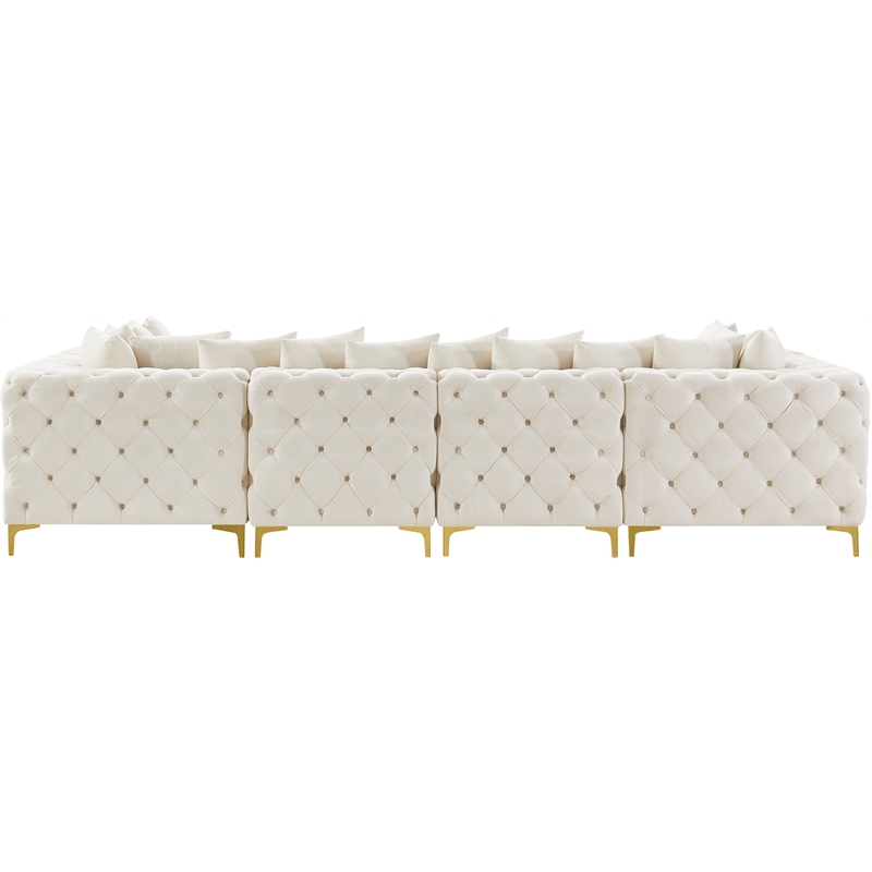 Maklaine Modern / Contemporary Cream Velvet Modular Sectional