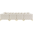 Maklaine Modern / Contemporary Cream Velvet Modular Sectional