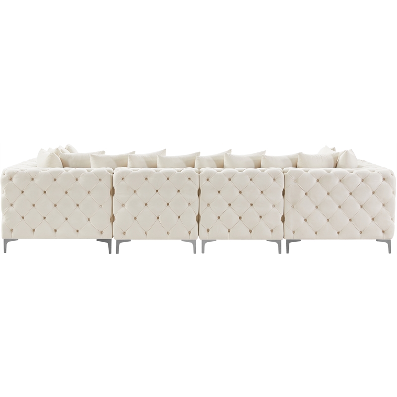 Maklaine Modern / Contemporary Cream Velvet Modular Sectional
