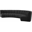 Maklaine Contemporary Black Boucle Fabric 5pc. Modular Sectional