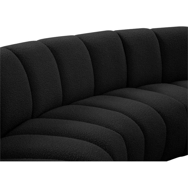 Maklaine Contemporary Black Boucle Fabric 5pc. Modular Sectional