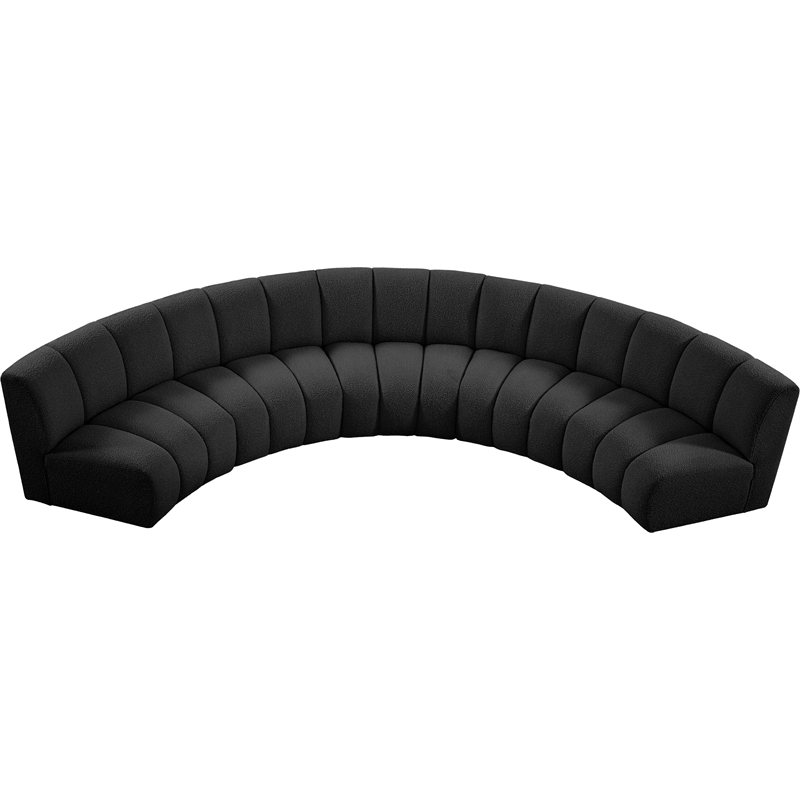Maklaine Contemporary Black Boucle Fabric 5pc. Modular Sectional