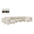 Maklaine Modern / Contemporary Cream Velvet Modular Sectional