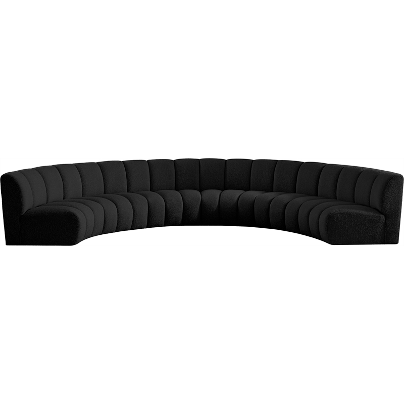 Maklaine Contemporary Black Boucle Fabric 6pc. Modular Sectional