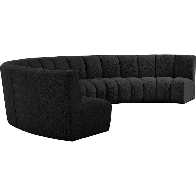 Maklaine Contemporary Black Boucle Fabric 6pc. Modular Sectional
