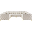 Maklaine Modern / Contemporary Cream Velvet Modular Sectional