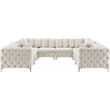 Maklaine Modern / Contemporary Cream Velvet Modular Sectional