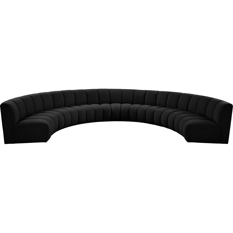 Maklaine Contemporary Black Boucle Fabric 7pc. Modular Sectional