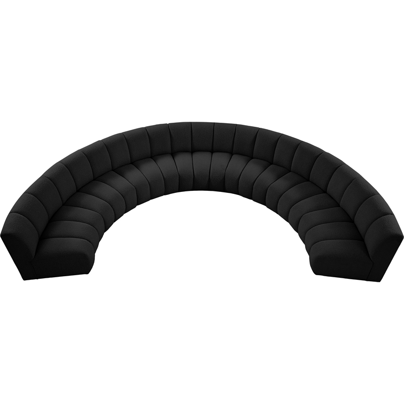 Maklaine Contemporary Black Boucle Fabric 7pc. Modular Sectional