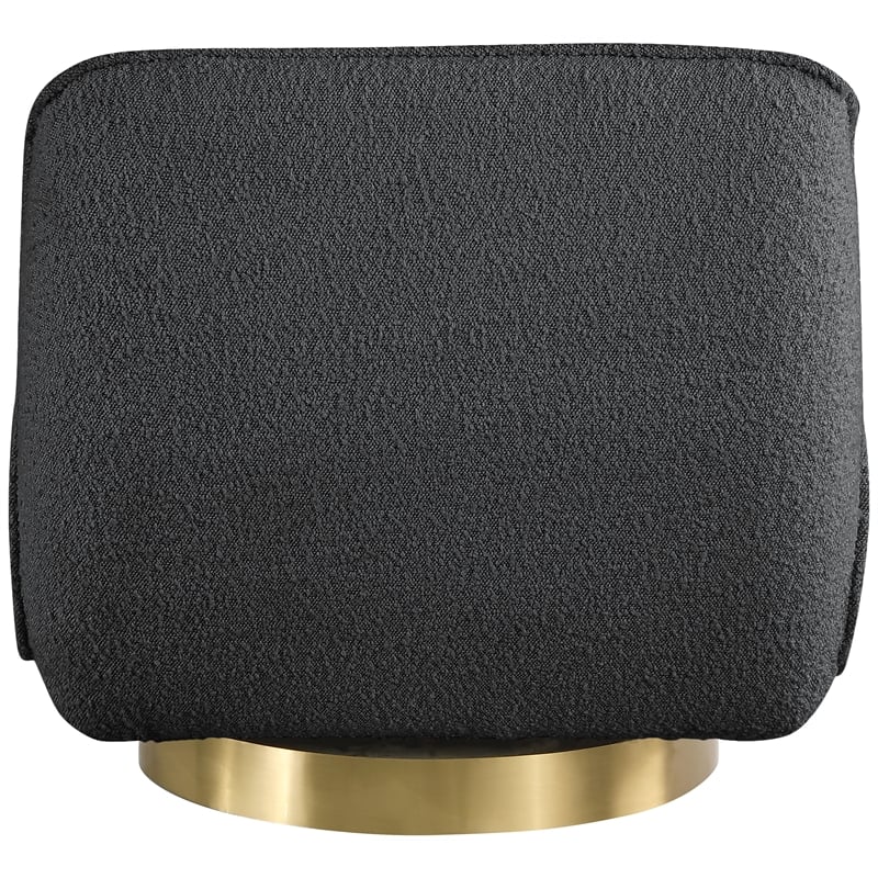 Maklaine Contemporary Black Boucle Fabric Swivel Accent Chair