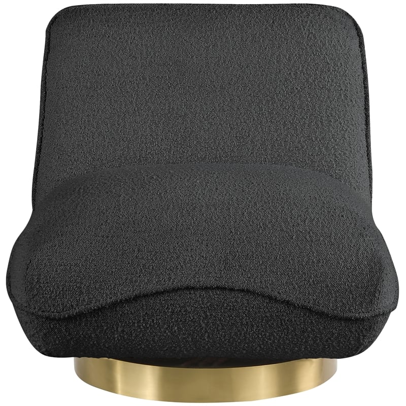 Maklaine Contemporary Black Boucle Fabric Swivel Accent Chair