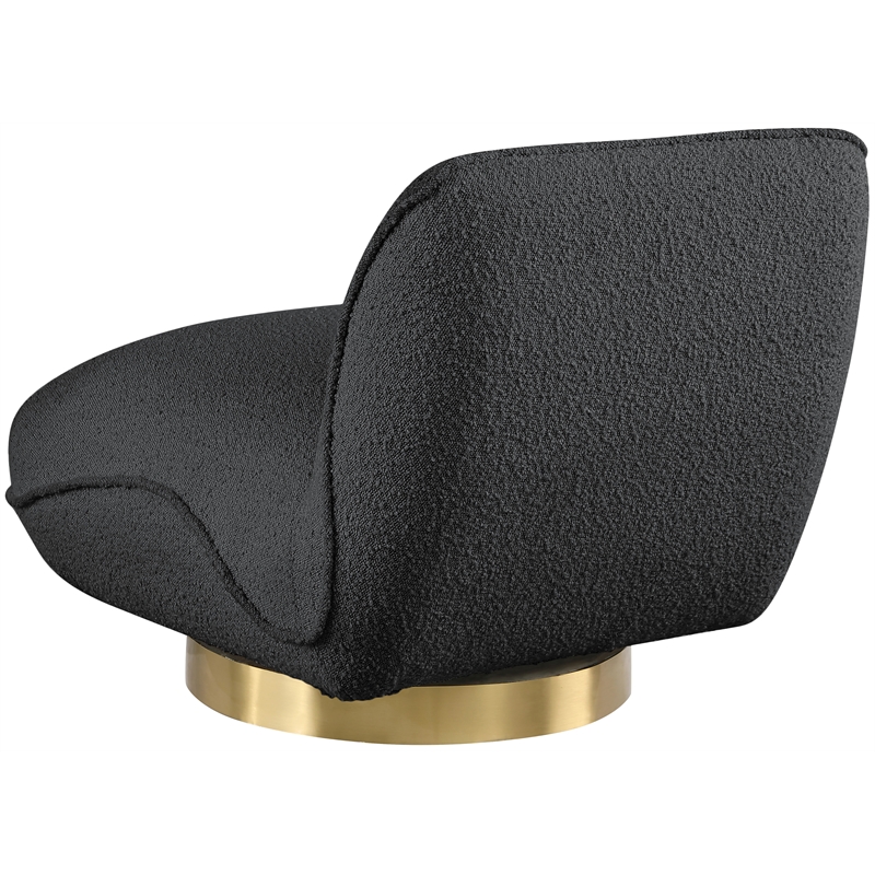 Maklaine Contemporary Black Boucle Fabric Swivel Accent Chair