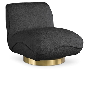 Maklaine Contemporary Black Boucle Fabric Swivel Accent Chair
