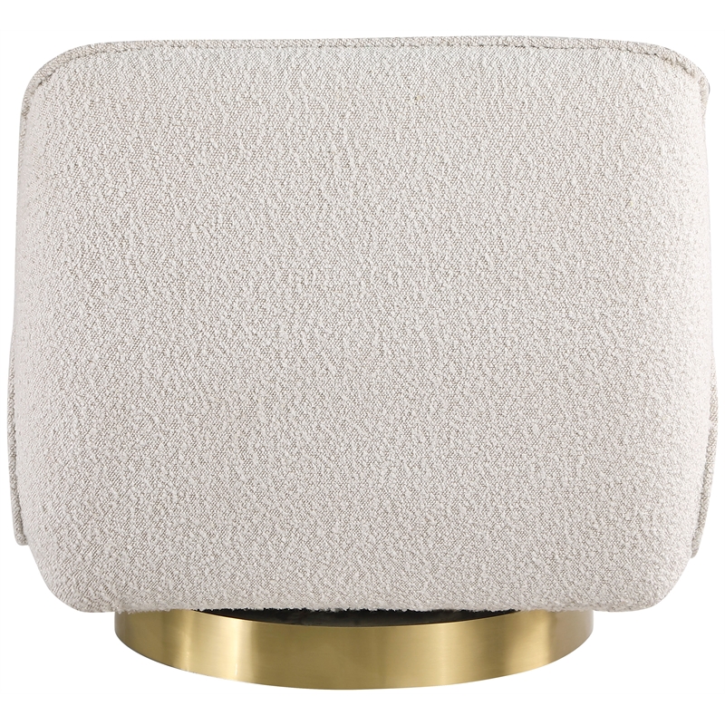 Maklaine Contemporary Cream Boucle Fabric Swivel Accent Chair