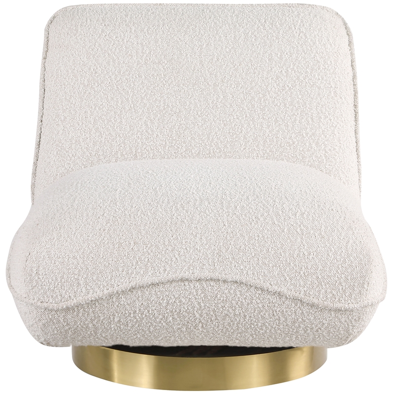 Maklaine Contemporary Cream Boucle Fabric Swivel Accent Chair